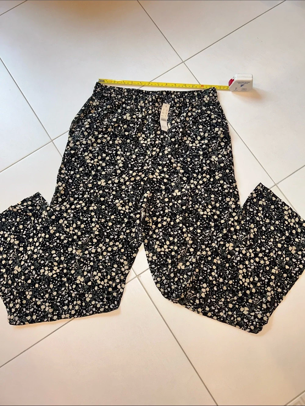 J. Crew Black Floral Wide-Leg Pants